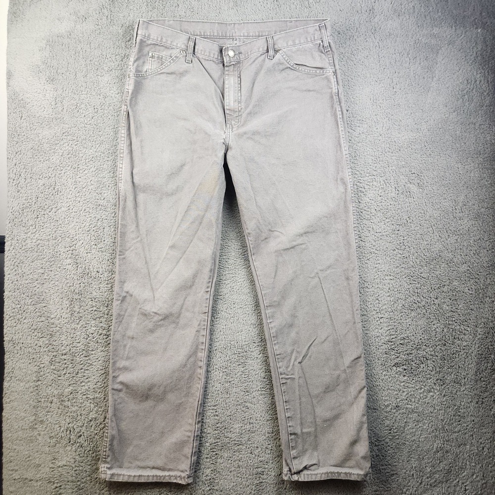 Genuine Dickies Carpenter Pants Mens 38x32 Gray Mid Rise Canvas Workwear Utility